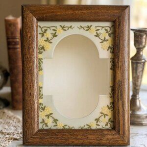 Vintage Floral Etched Wood Mirrors